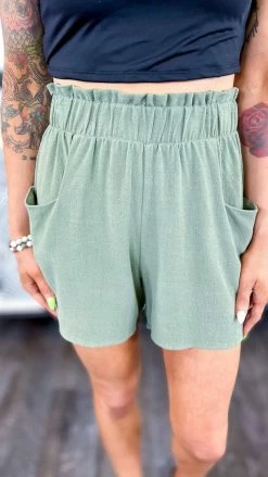 The ZigZag Stripe Green Rooftop Lunch Shorts [NO RETURNS]