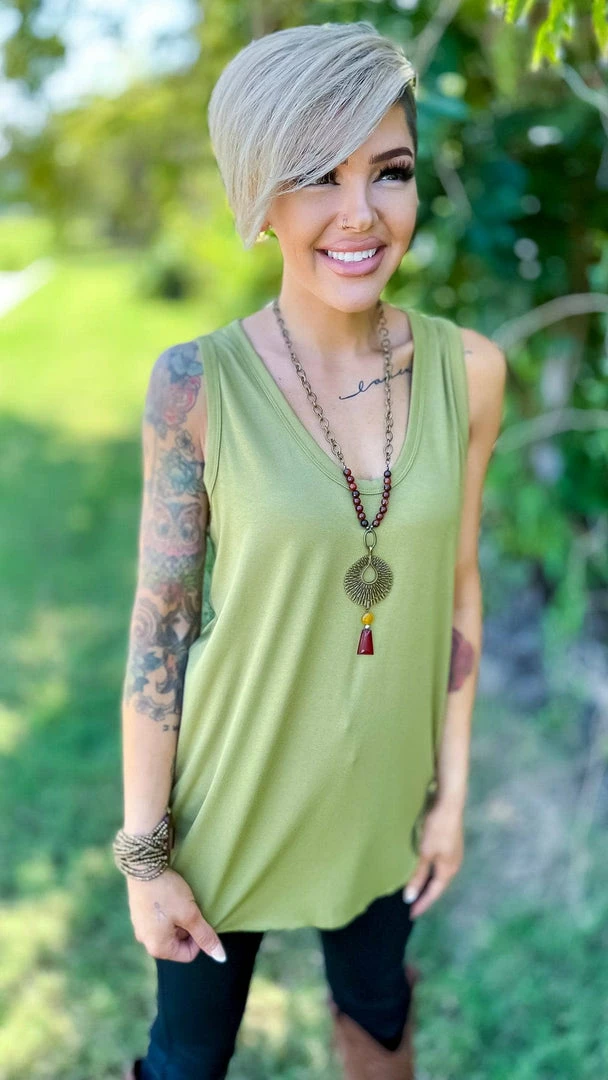 The ZigZag Stripe Green Stellar Time Tank