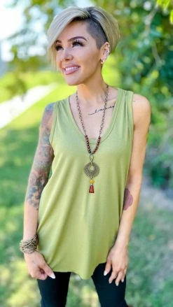 The ZigZag Stripe Green Stellar Time Tank