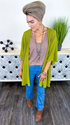 The ZigZag Stripe Green Subtle Style Cardigan