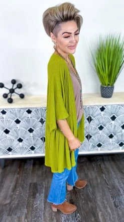 The ZigZag Stripe Green Subtle Style Cardigan