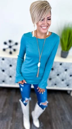 The ZigZag Stripe Green Travel Around Top [NO RETURNS] TOPS & TUNICS