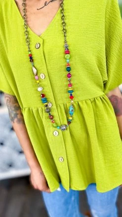 The ZigZag Stripe TOPS & TUNICS Green Trip To Venice Top