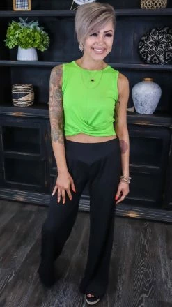 Zenana TOPS & TUNICS Green Twisted Feelings Tank [NO RETURNS]