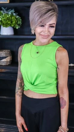 Zenana TOPS & TUNICS Green Twisted Feelings Tank [NO RETURNS]
