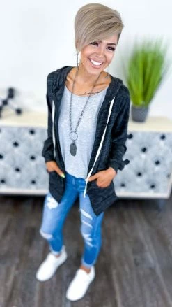 The ZigZag Stripe TOPS & TUNICS Grey Basic Spaghetti Tank