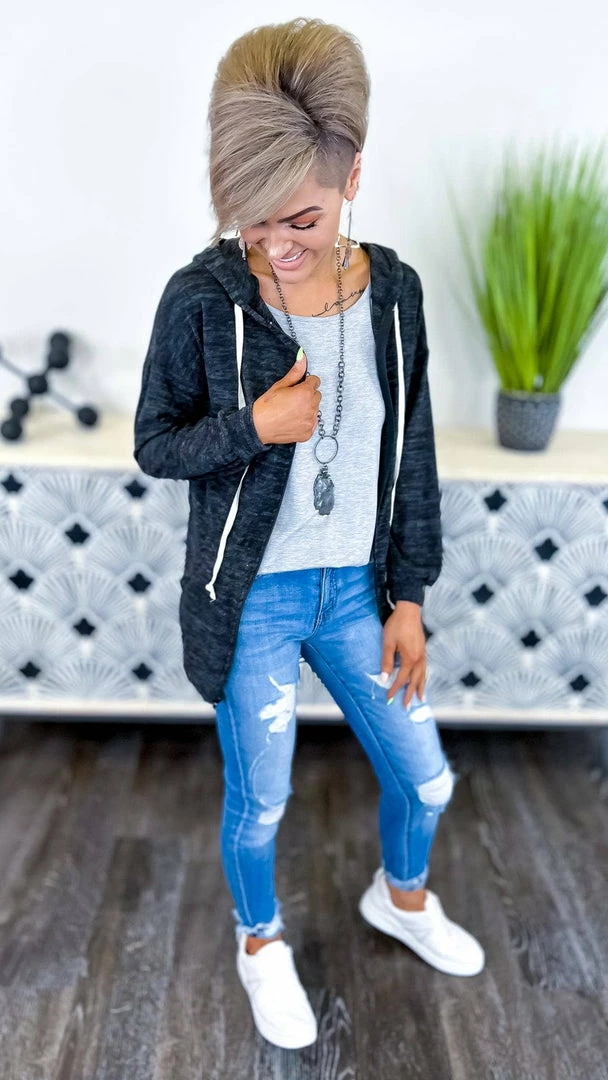 The ZigZag Stripe TOPS & TUNICS Grey Basic Spaghetti Tank