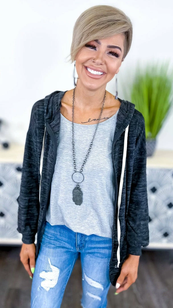 The ZigZag Stripe TOPS & TUNICS Grey Basic Spaghetti Tank