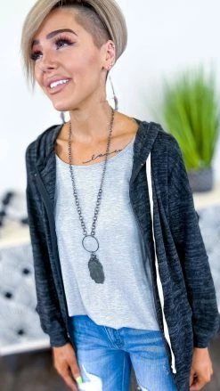 The ZigZag Stripe TOPS & TUNICS Grey Basic Spaghetti Tank