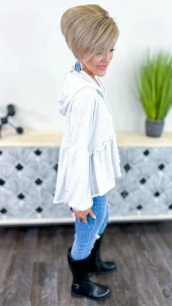 The ZigZag Stripe TOPS & TUNICS Grey Coasting Through Hoodie