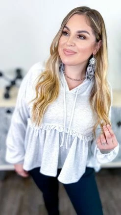 The ZigZag Stripe TOPS & TUNICS Grey Coasting Through Hoodie