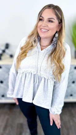 The ZigZag Stripe TOPS & TUNICS Grey Coasting Through Hoodie