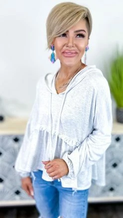 The ZigZag Stripe TOPS & TUNICS Grey Coasting Through Hoodie