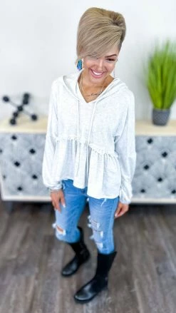 The ZigZag Stripe TOPS & TUNICS Grey Coasting Through Hoodie