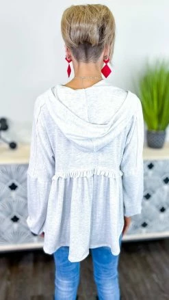 The ZigZag Stripe TOPS & TUNICS Grey Coasting Through Hoodie