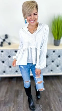 The ZigZag Stripe TOPS & TUNICS Grey Coasting Through Hoodie