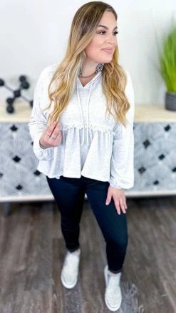 The ZigZag Stripe TOPS & TUNICS Grey Coasting Through Hoodie