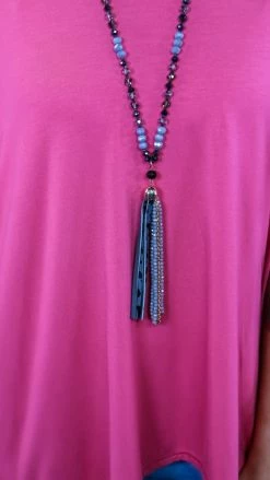 Your Fashion Wholesale Grey Deanna Tassel Necklace ACCESSORIES