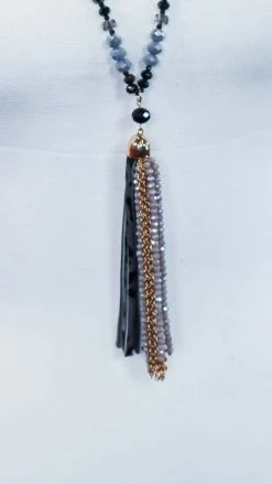 Your Fashion Wholesale Grey Deanna Tassel Necklace ACCESSORIES