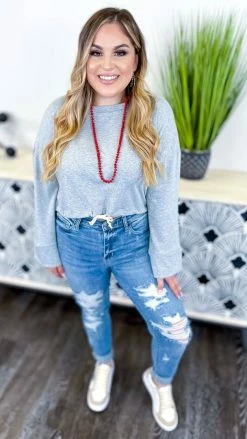 The ZigZag Stripe TOPS & TUNICS Grey Dreamy Details Top