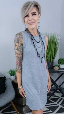 The ZigZag Stripe Grey In My Favor Dress DRESSES