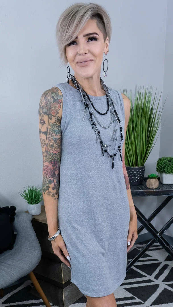 The ZigZag Stripe Grey In My Favor Dress DRESSES