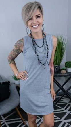 The ZigZag Stripe Grey In My Favor Dress DRESSES