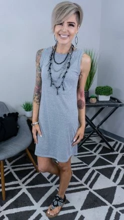 The ZigZag Stripe Grey In My Favor Dress DRESSES