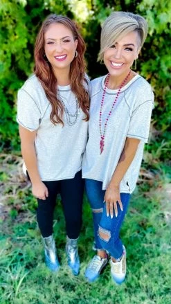 The ZigZag Stripe TOPS & TUNICS Grey Leaving Late Top