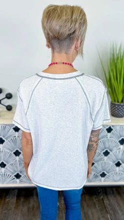 The ZigZag Stripe TOPS & TUNICS Grey Leaving Late Top