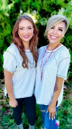 The ZigZag Stripe TOPS & TUNICS Grey Leaving Late Top