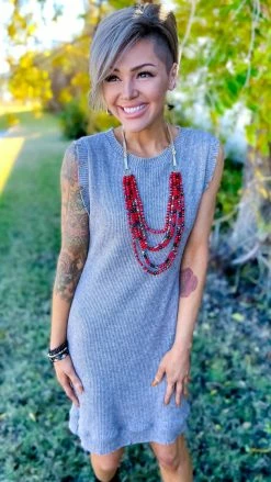 The ZigZag Stripe Grey Next One Up Dress [NO RETURNS] DRESSES