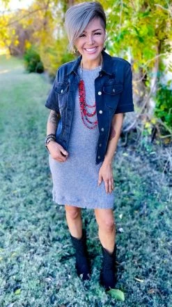 The ZigZag Stripe Grey Next One Up Dress [NO RETURNS] DRESSES