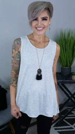 The ZigZag Stripe Grey Ribbed Right On Time Tank