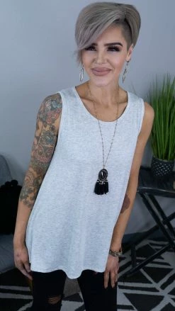 The ZigZag Stripe Grey Ribbed Right On Time Tank