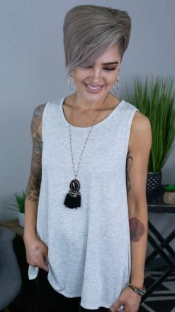 The ZigZag Stripe Grey Ribbed Right On Time Tank