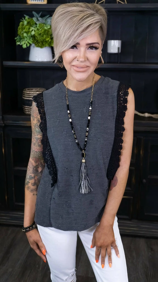 Sugarfox TOPS & TUNICS Heading Backstage Top