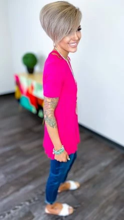 The ZigZag Stripe Hot Pink New Clues Top TOPS & TUNICS