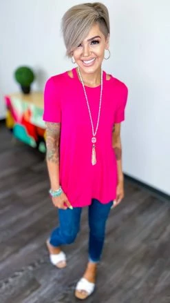 The ZigZag Stripe Hot Pink New Clues Top TOPS & TUNICS