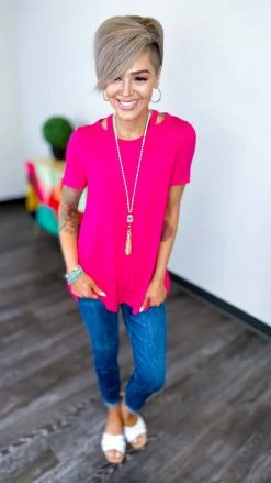 The ZigZag Stripe Hot Pink New Clues Top TOPS & TUNICS