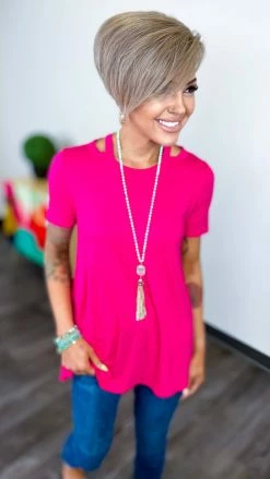 The ZigZag Stripe Hot Pink New Clues Top TOPS & TUNICS