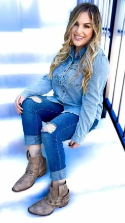 The ZigZag Stripe TOPS & TUNICS In My Favor Denim Top