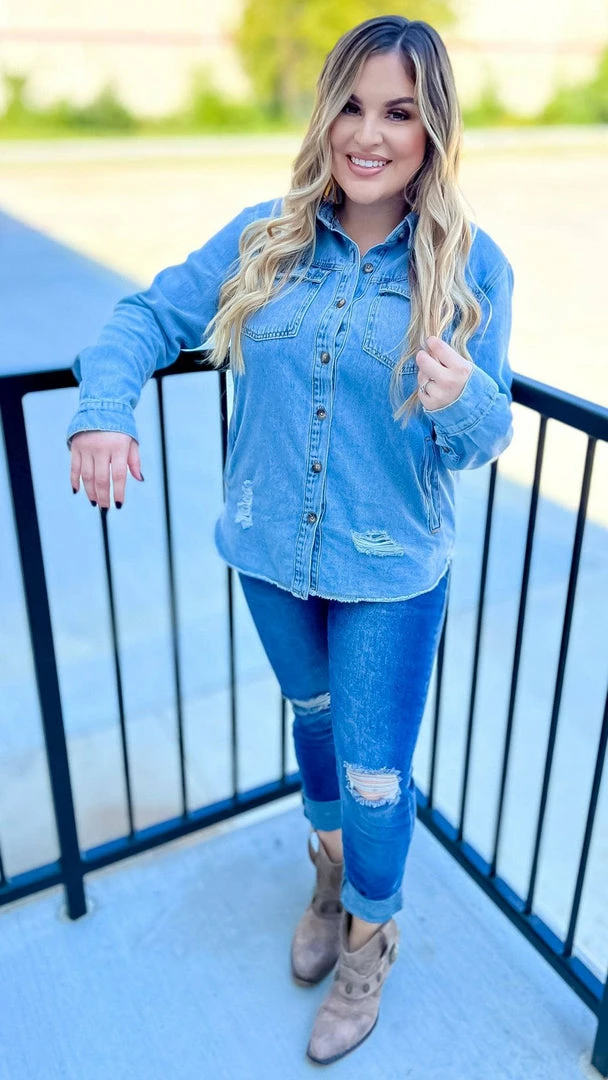 The ZigZag Stripe TOPS & TUNICS In My Favor Denim Top