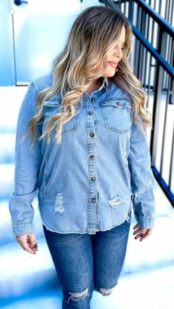 The ZigZag Stripe TOPS & TUNICS In My Favor Denim Top