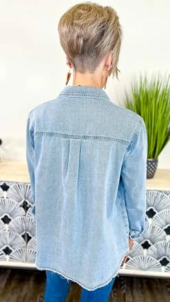 The ZigZag Stripe TOPS & TUNICS In My Favor Denim Top