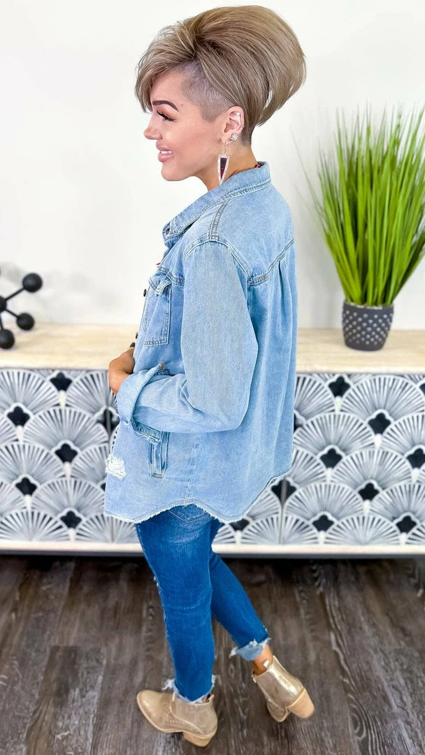 The ZigZag Stripe TOPS & TUNICS In My Favor Denim Top