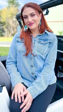 The ZigZag Stripe TOPS & TUNICS In My Favor Denim Top