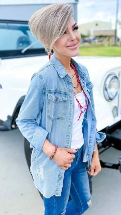 The ZigZag Stripe TOPS & TUNICS In My Favor Denim Top