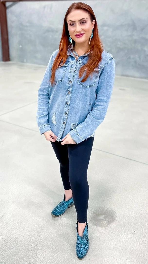 The ZigZag Stripe TOPS & TUNICS In My Favor Denim Top