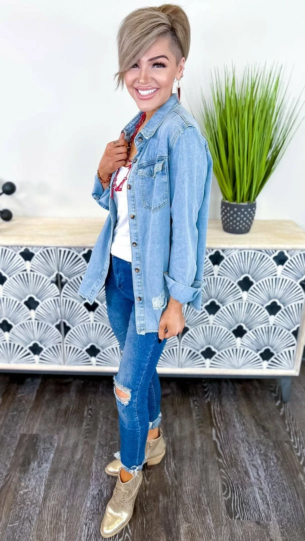 The ZigZag Stripe TOPS & TUNICS In My Favor Denim Top